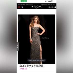 Formal gown, black tie event, prom, holiday formal, beaded evening gown, Scala